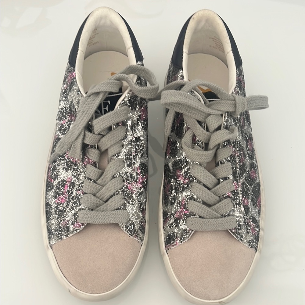 Brand New- Never Used- Sam Edelman Silver and Pink Sneakers with Floral Design